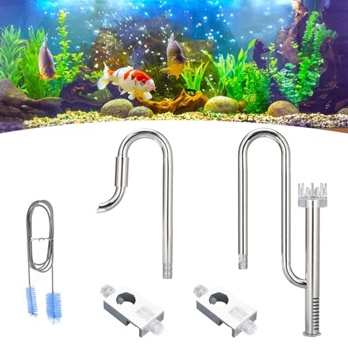 Mini-Edelstahl-Lilienrohr-Einlauf Und -Auslauf, 16mm Aquarium Wasseroberfläche Skimmer, Aquarium Filterrohr Edelstahl, Aquarium Einlauf Auslauf Zufluss Abfluss Rohre für Aquarium-Pflanzenbehälter von Aisny