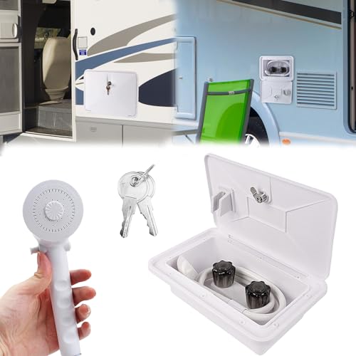 RV Dusche, Camping Dusche AußEndusche RV AußEndusche Box Kit mit Heiß Kaltschalter Und Duschkopf Wohnmobil AußEndusche mit Schloss und 2 SchlüSsel für Marine Wohnmobil Camper Caravan Weiß RV Dusche, Camping Dusche AußEndusche RV AußEndusche Box Kit mit Heiß Kaltschalter Und Duschkopf Wohnmobil AußEndusche mit Schloss und 2 SchlüSsel für Marine Wohnmobil Camper Caravan Weiß von Aisny