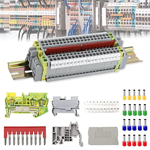 Reihenklemmen Hutschiene, ST 2.5 Durchgangsklemme Kit 800V 31A 12-24AWG DIN Schienenanschlussblocks Hutschiene Klemmleisten Elektrischer Anschlussblock für Automatisierungsprojekte von Aisny