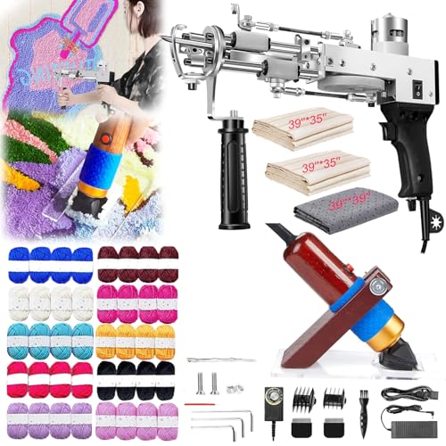 Tufting Gun, Tufting Set Tufting Machine Teppich Tufting Pistolen Teppichschneider für Schnittflor und Schlingenflor 40 Rollen Garn mit Tufting Tücher Tufting Pistole Teppichherstellungsset von Aisny