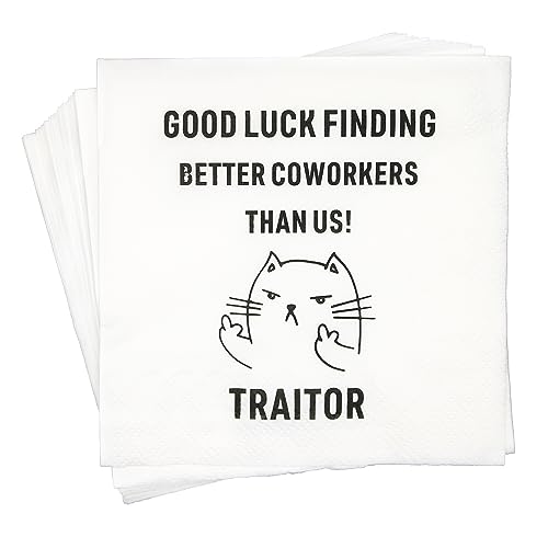 Servietten mit Aufschrift "Good Luck Finding Better Coworkers Than US", Party-Dekorationen, Bürokollegen Abschieds-Party-Dekorationen (12,7 x 12,7 cm, 50 Stück) von Aisosiks