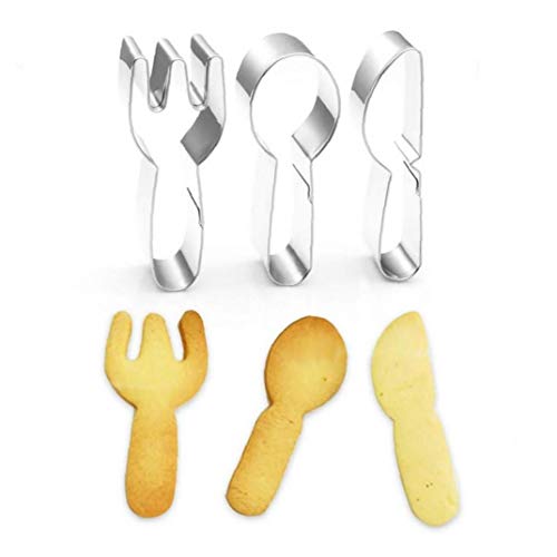 3 Stück Edelstahl Ausstechformen-löffel-Gabel-Messer-Form-Fondant-Moulds Biscuit Formen Backwerkzeuge Für Heim Kuchen-schokoladen-Dessert von Aisoway