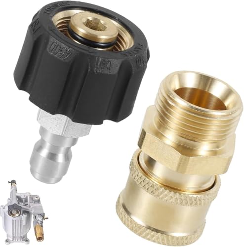Hochdruckreiniger-Adapter-Sets, M22 auf 6,35 mm (1/4 Zoll), Schnellanschlusspistole mit Schlauch zum Befestigen eines Schlauches an den Wasserpumpen, maximaler Druck 5000 PSI von Aisuous
