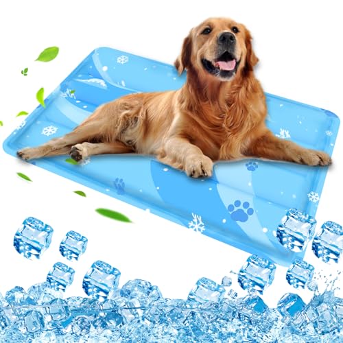 Kühlmatte Hund, Kuhlmatte für Hund und Katze mit Ungiftiges Gel, Selbstkühlende Kissen, Hundematte Kühlend Kratzfest langlebiger Tierkühlmatte Sommer (Blau, 60 * 100cm) von Aisuowa