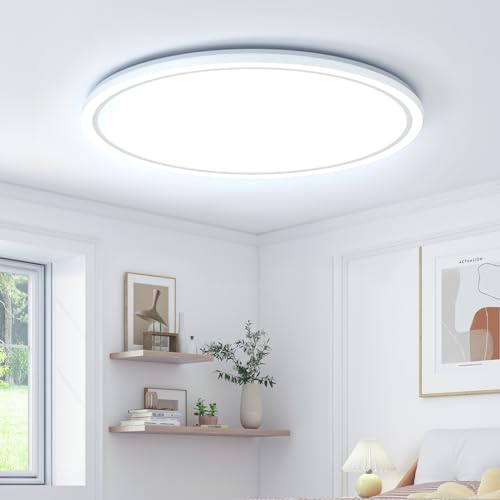 Aisutha Deckenlampe Rund LED Deckenleuchte 18W, 6500K, 1800LM, IP54 Wasserdichte Badezimmer Lampe für Wohnzimmer Küche Schlafzimmer Flur Balkon, Ultra Dünn Led Lampen Deckenlampen Ø220*H25mm, Weiß von Aisutha