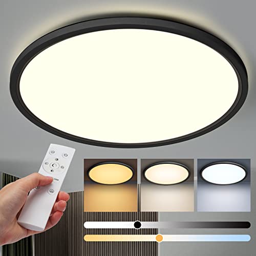 Aisutha LED Deckenleuchte, 24W 2800LM Deckenlampe LED Deckenleuchte Flach Dimmbar mit Fernbedienung, 3000K-6500K, IP54 Ultra Dünn Schlafzimmer Lampe für Wohnzimmer Kinderzimmer Küche Badezimmer von Aisutha