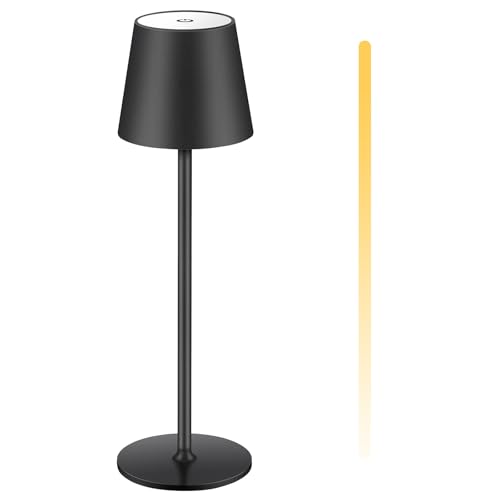 Aisutha LED Tischlampe kabellos mit Touch, dimmbar in Stufen, höhenverstellbar, Nachttischlampe, Leselampe, LED lampe, Campinglampe, Tischleuchte, Akku Lampe, Outdoor Lampe-Schwarz [Energieklasse G] von Aisutha