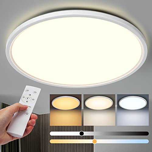 Aisutha LED Deckenleuchte, 24W 2800LM Deckenlampe Flach Dimmbar mit Fernbedienung, 3000K-6500K, IP54 Ultra Dünn Schlafzimmer Lampe für Wohnzimmer Kinderzimmer Küche Badezimmer von Aisutha