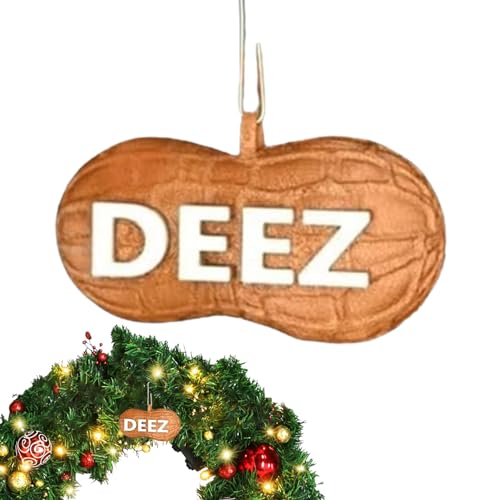 Erdnuss Weihnachtsschmuck, Hängender 2D Acryl Nussanhänger, Lustige Nuss Christbaumschmuck, Deez Nuts Weihnachtsschmuck, Geschenke für Wortspiel Enthusiasten von Aisyrain