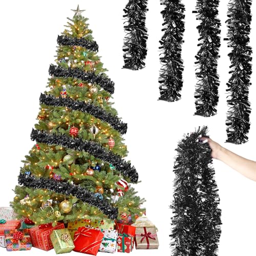6 Stück x 2M Weihnachten Lametta Girlande, Lametta Girlande Weihnachtsgirlande, Glitzernd Girlande Weihnachten Innen-Und Außen für Weihnachtsbaum Weihnachtsfeier, Lametta Weihnachtsdekoration Schwarz 6 Stück x 2M Weihnachten Lametta Girlande, Lametta Girlande Weihnachtsgirlande, Glitzernd Girlande Weihnachten Innen-Und Außen für Weihnachtsbaum Weihnachtsfeier, Lametta Weihnachtsdekoration Schwarz von Aitsite