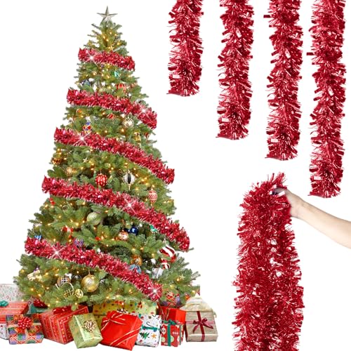 6 Stück x 2M Weihnachten Lametta Girlande, Lametta Girlande Weihnachtsgirlande, Glitzernd Girlande Weihnachten Innen-Und Außen für Weihnachtsbaum Weihnachtsfeier, Lametta Weihnachtsdekoration Rot 6 Stück x 2M Weihnachten Lametta Girlande, Lametta Girlande Weihnachtsgirlande, Glitzernd Girlande Weihnachten Innen-Und Außen für Weihnachtsbaum Weihnachtsfeier, Lametta Weihnachtsdekoration Rot von Aitsite