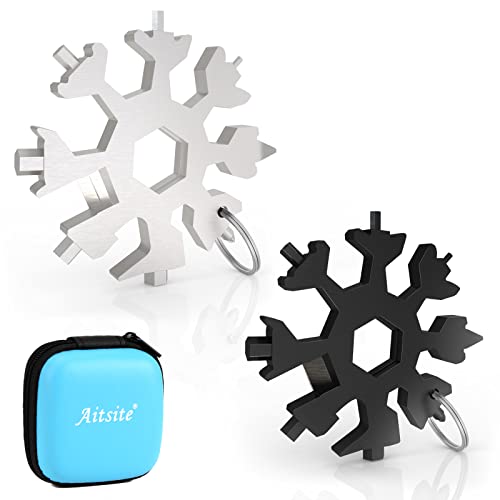 Aitsite 18 in 1 Schneeflocke Multi Tool Männer Geschenke Multifunktionswerkzeug Edelstahl Zubehör Ideales Gadget-Geschenk für Reise-Camping-Abenteuer-Tagesset mit Geschenkbox von Aitsite