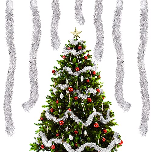 Aitsite 20M/Pack of 10 Lametta Weihnachtsbaum, Lametta Silber Weihnachtsdeko Weihnachtsbaum Girlande Weihnachten deko Party Weihnachtsfeier Weihnachtsdekoration Hängende Geburtstagsparty Dekoration von Aitsite