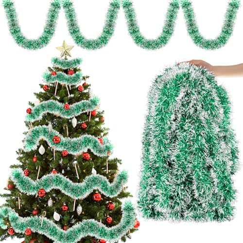 Aitsite 12M/Pack of 6 Lametta Weihnachtsbaum, Lametta Grün Weihnachtsdeko Weihnachtsbaum Girlande Weihnachten deko Party Weihnachtsfeier Weihnachtsdekoration Hängende Geburtstagsparty Dekoration von Aitsite