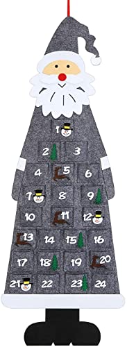 Aitsite Weihnachten Adventskalender Filz, 3.8Ft Wand Adventskalender zum Befüllen für Kinder mit 24-Tage-Taschen Weihnachten Countdown-Kalender Dekorationen für Neujahr Home Office Türwand - Gray von Aitsite