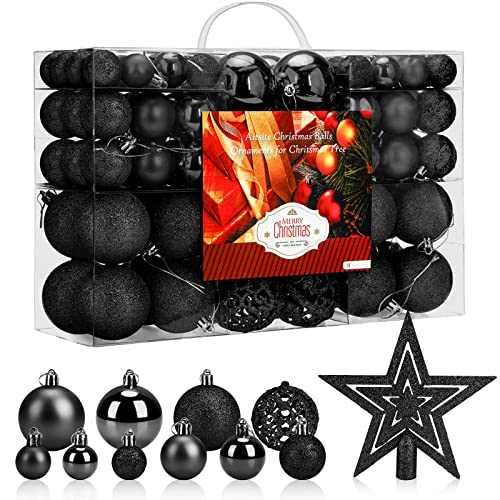 Aitsite 100 Stück Weihnachtsbaumschmuck-Set, Mini-Bruchsicher, Urlaubsschmuck, Kugeln für Weihnachtsdekorationen (schwarz) von Aitsite