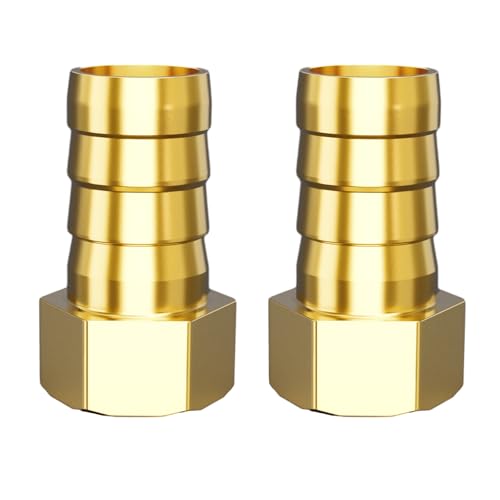Atisite Messing Schlauchtülle 19mm Widerhaken x 3/4 Zoll Innengewinde, Messing Schlauchtülle Anschlussstück mit Sechskant, Schlauchnippel Schlauchstutzen für Rohrverbindungen(2 Stück) von Aitsite