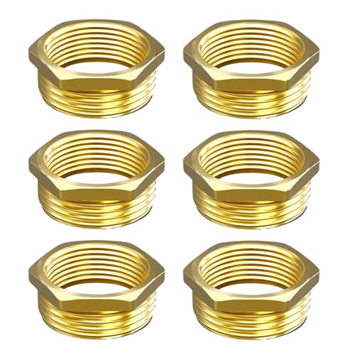 Aitsite Reduzierstück 1/2 auf 3/4 Zoll aus Messing, Reduzierung Gewindefitting mit Sechskant, 3/4 Zoll Außengewinde x 1/2 Zoll Innengewinde, Messing Fitting für Rohranschluss(6 Stück) von Aitsite