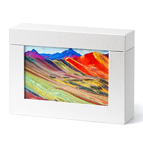 Aiuonenian Foto-Aufbewahrungsbox 12.7x17.8 cm, Karton-Fotoboxen für Bilder, Familienfotos Aufbewahrungsbox Set, Fotogeschenkboxen, Postkarten-Box (Silberweiß) von Aiuonenian