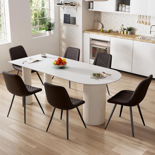 Aivermeil Esszimmerstühle 6er Set Kunstleder Küchenstuhl Polsterstuhl für Wohnzimmer, Schlafzimmer, Ergonomisch, Mit Rückenlehne, Wasserdichtes Material, Metallbeine, Dunkelbraun von Aivermeil