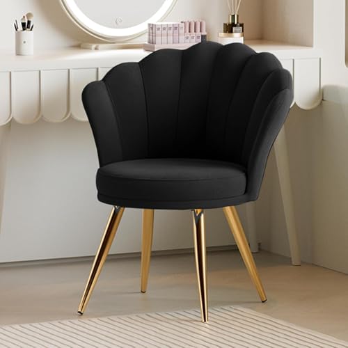 Aivermeil Esszimmerstühle Samt • Muschelsessel mit Rückenlehne & Armlehnen • Schminktisch Stuhl • Polstersessel Elegant • Akzentstuhl mit Gold Metallbeinen Accent Chair • Schwarz von Aivermeil