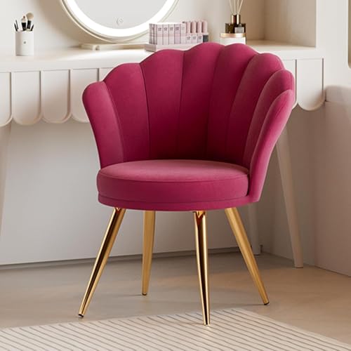 Aivermeil Velvet Accent Chair with Gold Metal Legs •Vanity Chair for Makeup Room •Upholstered Guest Chair for Living Room •Side Chair for Bedroom •Fushia von Aivermeil