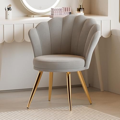 Aivermeil Velvet Accent Chair with Gold Metal Legs •Vanity Chair for Makeup Room •Upholstered Guest Chair for Living Room •Side Chair for Bedroom •Grey von Aivermeil