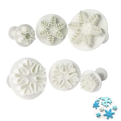 Aiweomi 6Stk Fondant Ausstecher,Schneeflocken Ausstechformen,Auswerfer Stempel,DIY Schneeflocken Essbar Tortendeko Set von Aiweomi