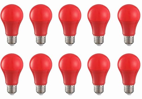 Aiwerttes 10 Stück Bunte Glühbirnen LED E27 3W,A60 LED Farbige Glühbirne,für Halloween Weihnachten Party Bar,Energieeffizient,Nicht dimmbar（Rot） von Aiwerttes