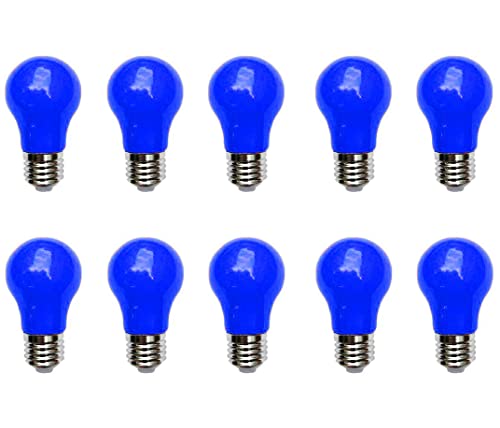 Aiwerttes 10er Pack 3W LED farbige Glühbirne E27 A50 Schraubkappe Blau Glühbirne für Hochzeit Halloween Weihnachtsfeier Nicht dimmbar von Aiwerttes
