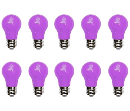 Aiwerttes 10er Pack 3W LED farbige Glühbirne E27 A50 Schraubkappe Lila Glühbirne für Hochzeit Halloween Weihnachtsfeier,Nicht dimmbar von Aiwerttes