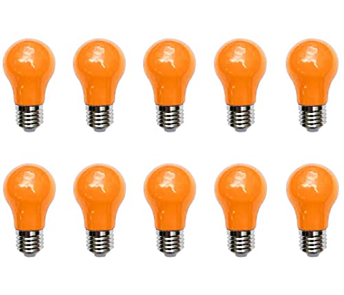 Aiwerttes 10er Pack 3W LED farbige Glühbirne E27 A50 Schraubkappe ORANGE Glühbirne für Hochzeit Halloween Weihnachtsfeier Nicht dimmbar von Aiwerttes
