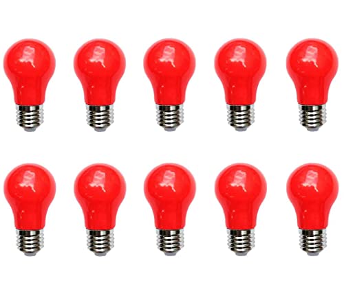 Aiwerttes 10er Pack 3W LED farbige Glühbirne E27 A50 Schraubkappe Rot Glühbirne für Hochzeit Halloween Weihnachtsfeier Nicht dimmbar von Aiwerttes