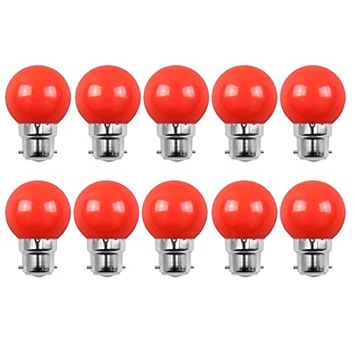 Aiwerttes 10er Pack B22 Bajonett LED Birnen 2W Äquivalent 20W Glühbirne Mehrfarbige Birnen Rot für Girlande Home Bar Party Ambiente Dekoration,Nicht dimmbar von Aiwerttes