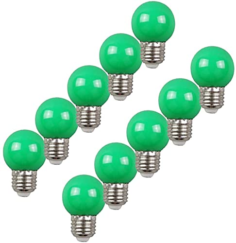 Aiwerttes 10er Pack Farbige Glühbirnen 2W E27 G45 Glühbirnen LED Golfball Glühbirne AC220V Nicht dimmbar,Grüne Glühbirnen für Dekoration,Halloween,Weihnachten,Party von Aiwerttes