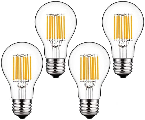 Aiwerttes 12W LED Edison Glühbirne 100W Äquivalent 1000LM, Soft White 3000K, E27 Edison Schraube LED Glühbirnen, A60 Vintage Stil Klarglas Antike Lampe, Nicht dimmbar, 4er Pack von Aiwerttes