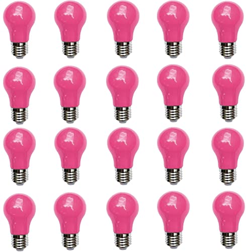 Aiwerttes 20er Pack 3W LED farbige Glühbirne E27 A50 Schraubkappe Glühbirne für Hochzeit Halloween Weihnachtsfeier Nicht dimmbar(ROSA) von Aiwerttes
