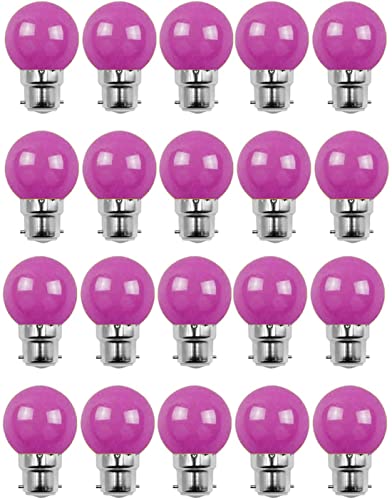 Aiwerttes 20er-Pack B22 Bajonettbirnen 2W G45 Mini Glof LED Glühbirnen (20W Äquivalent) 220V Bunt Energieeffizient für Party Girlanden Dekoration,Nicht dimmbar(Lila) von Aiwerttes