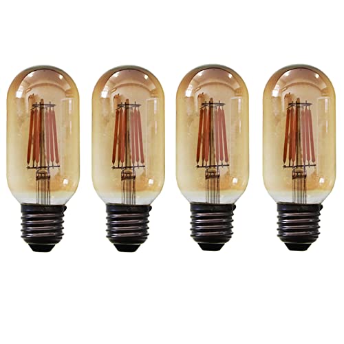 Aiwerttes 4PCS E27 LED Birne 6W Äquivalent 60W Glühlampe T45 Vintage Edison Röhrenfilament Glühbirnen Braunes Glas Warmweiß 2700K Nicht dimmbare Lichtlampe von Aiwerttes