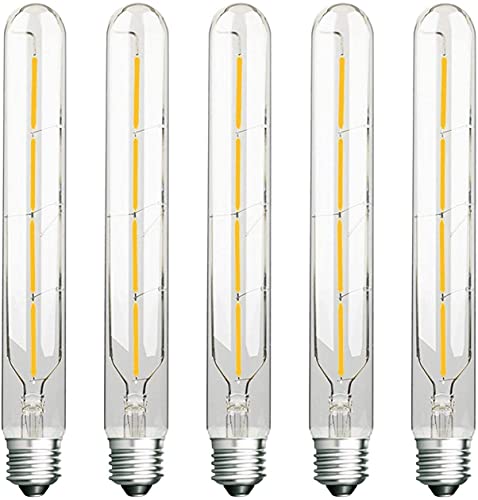 Aiwerttes 4W Tubular Edison-Art-LED-Glühlampe nicht dimmbar, Modell T30 Nostalgic LED-Glühlampe, Schraubsockel E27, 2700K Warmweiß, 400LM, Klarglasabdeckung, 5er Pack von Aiwerttes