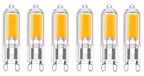 Aiwerttes 6 Stücks G9 LED Glühbirnen,200LM G9 LED Klarglas Kapselbirne,2W=25W Halogenäquivalent,AC 220~240V,für Kronleuchter Home Beleuchtung Dekoration(Warmweiß) von Aiwerttes