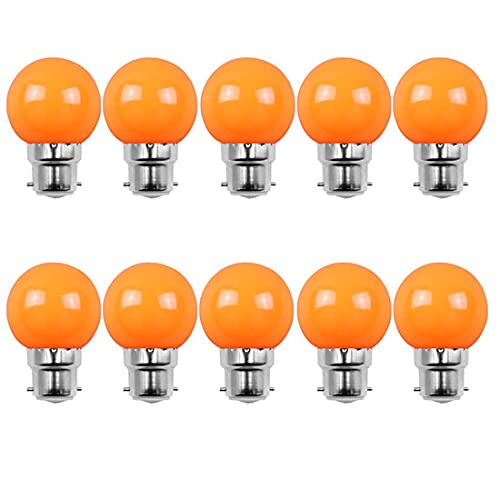 Aiwerttes B22 Bajonettbirnen Orange Farbe 2W Glühbirne (20W Äquivalent) Golfball energiesparende Weihnachtsbirnen, 10 Stück [Energieklasse A+] von Aiwerttes