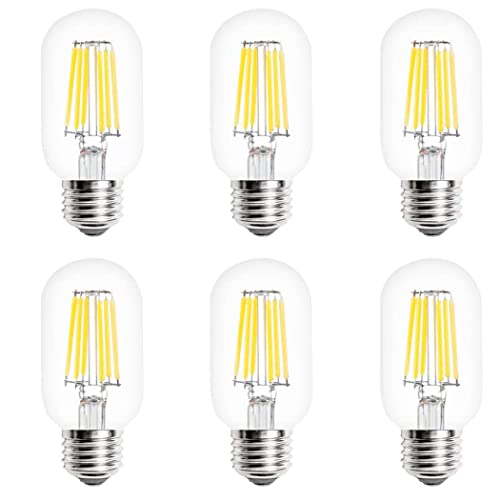 Aiwerttes E27 Glühbirne 6 W LED Vintage Edison Filament Glühbirne, T45 kaltweiß 6000 K, LED Licht klare Glasabdeckung AC 220-240 V nicht dimmbar, 6 Stück von Aiwerttes