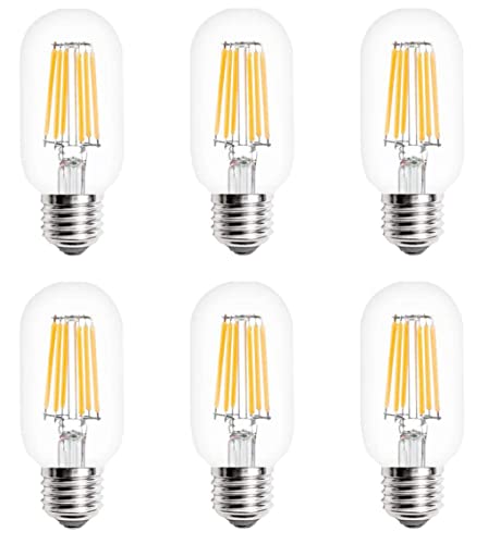 Aiwerttes E27 Glühbirne 6 W LED Vintage Edison Filament Glühbirne T45 Warmweiß 2700 K, LED Licht Klarglas Abdeckung AC 220-240 V Nicht dimmbar, 6 Stück von Aiwerttes