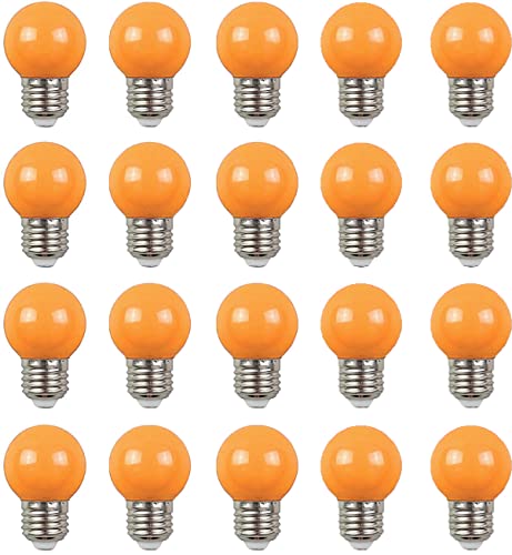 Aiwerttes E27 Orange Golf Light LED Small Edison Screw Color Glühbirne 2W, Energiesparlampe entspricht 20W Glühlampe, geeignet für Terrassenparty-Glühbirne, 20 Packungen von Aiwerttes