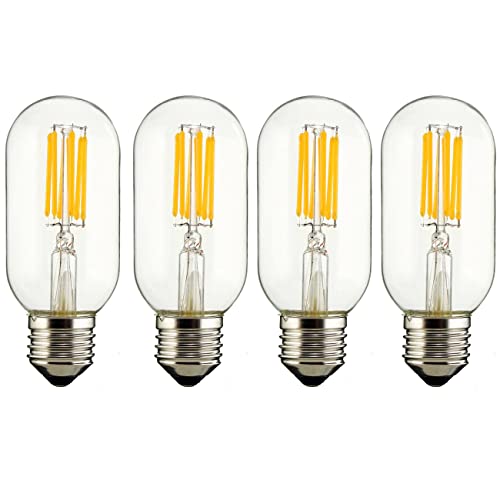 Aiwerttes E27 Schraubbirne 6W LED Vintage Edison Filament Glühbirne, T45 Warmweiß 2700K, LED Licht Klarglas Abdeckung AC 220-240V Nicht dimmbar, 4er Pack von Aiwerttes