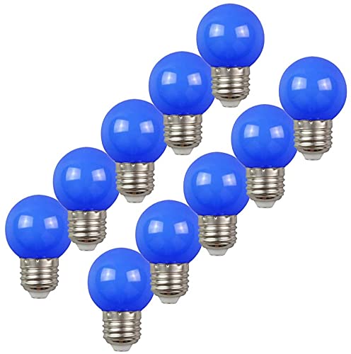 Aiwerttes Farbige Glühbirnen LED 2W E27 G45 Glühbirne für Partybeleuchtung,Outdoor Patio Party Weihnachten,LED Farbige GolfBall Glühbirne - Blau,10 Packungen von Aiwerttes