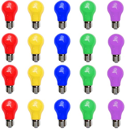 Aiwerttes Farbige LED-Glühbirne E27,3W A50 Birne Form Birnen,rot gelb blau grün lila,gemischte Farben LED-Glühbirnen für Feen Lichter Bunte Halloween Party Dekoration,Satz 20 von Aiwerttes