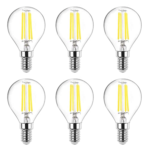 Aiwerttes G45 Filament Vintage LED Glühbirnen E14 Edison Schraube,Energiesparende 4W Glühbirne 40W Äquivalent, Kaltweiß,Nicht dimmbar,Klarglas 6000K 400LM,6er Pack [Energieklasse A+] von Aiwerttes