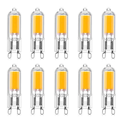 Aiwerttes G9 LED Glühbirnen,200LM G9 LED Klarglas Kapselbirne, 2W=25W Halogenäquivalent, Warmweiß 2700K, AC 220~240V G9 Bi-Pin Energiesparend,10 PACK von Aiwerttes